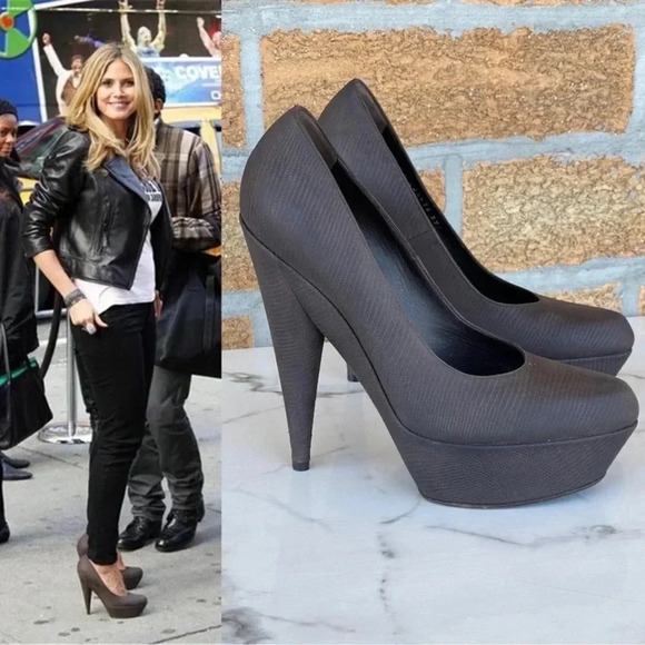 Saint Laurent Brown Ysl Aliama Lizard
Embossed Suede Heels Pumps Size 39/8.5 - Picture 1 of 13